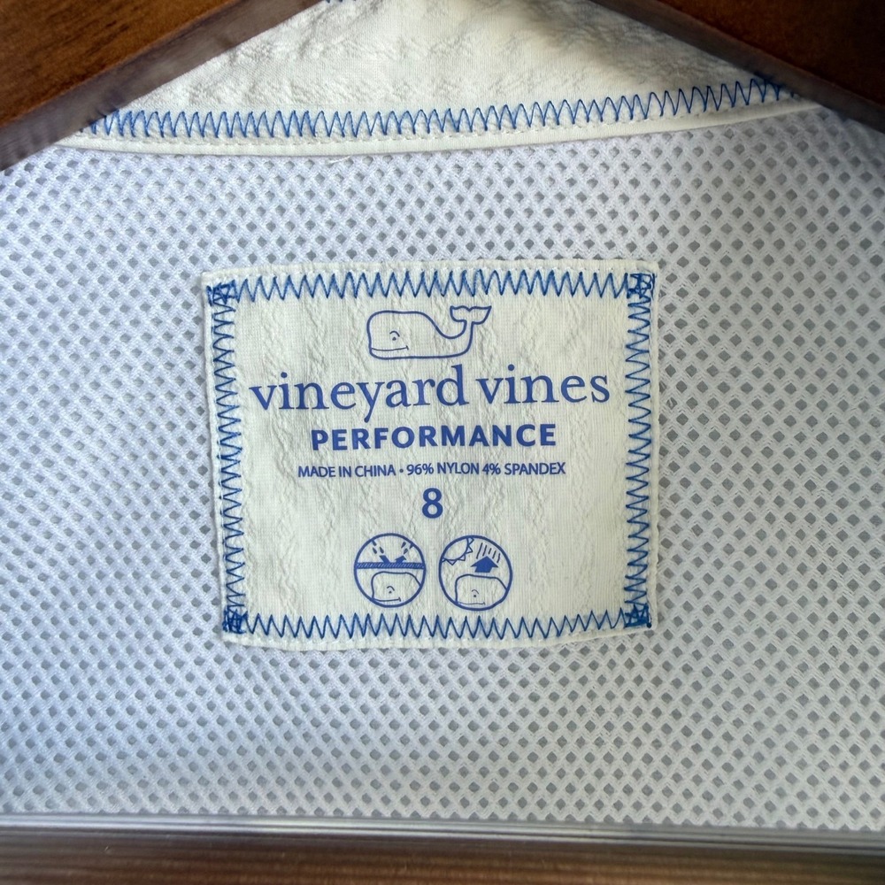 Vineyard Vines Performance Fishing Shirt White Flag Vented Women's Size 8 - Picture 6 of 14